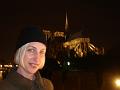 Christy at the Notre Dame at night